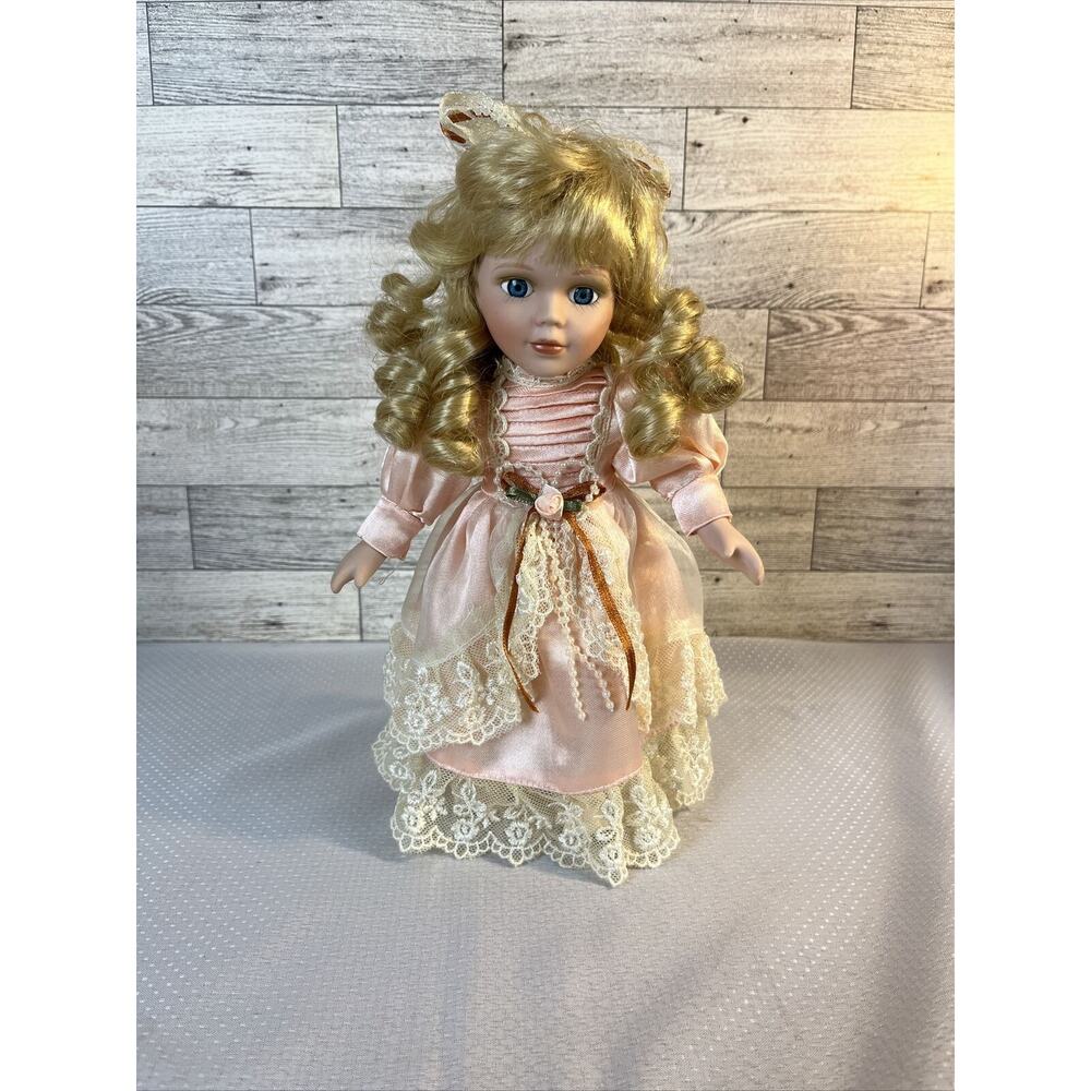 New Concepts Ltd 10” Lovely Porcelain Doll-Blonde Hair Blue Eyes